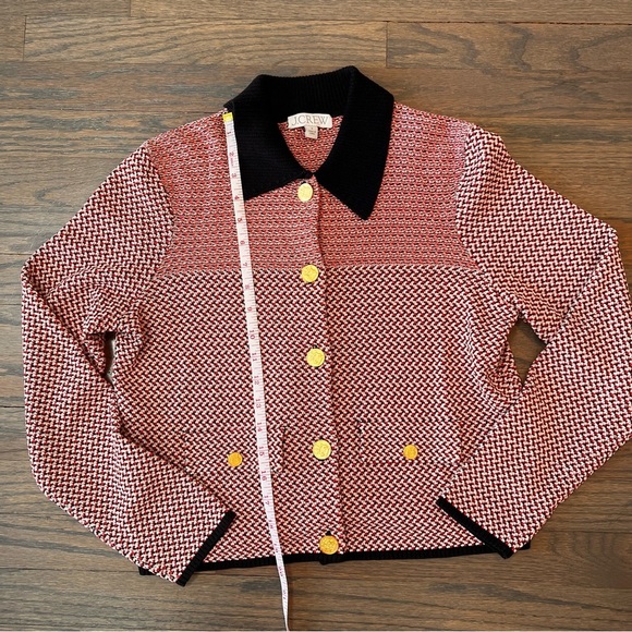 J. Crew Lady Jacket Sweater Red and Black Cotton Small | Preppy Academia - Picture 4 of 6